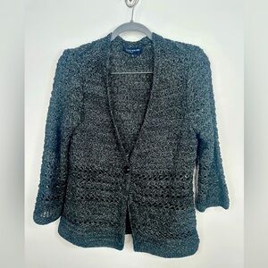 Jones NEW YORK SIGNATURE Gray One Button Front Cardigan - Size Large